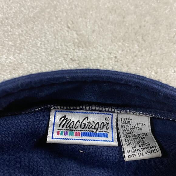 MacGregor Jacket Mens L Navy Track Full Zip Colorblock Athletic Retro Soft - Picture 2 of 8